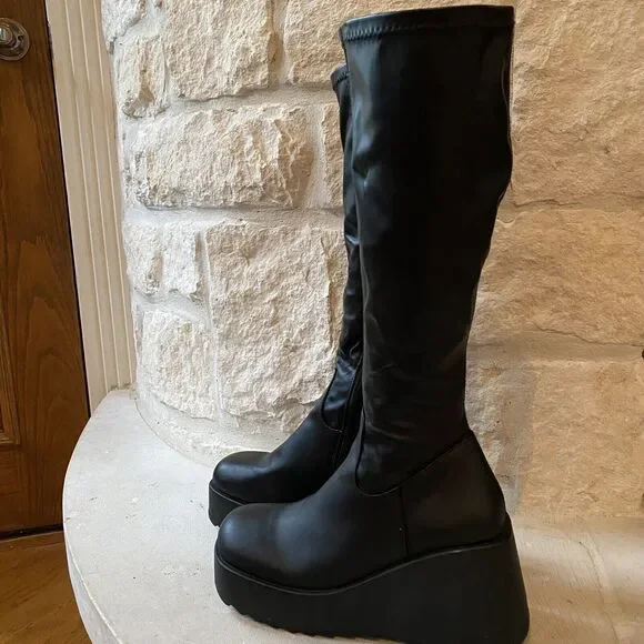 Steve Madden Duke30 Knee High Platform Boots 4” Heel Goth Punk Womens Size 9 - Picture 10 of 11